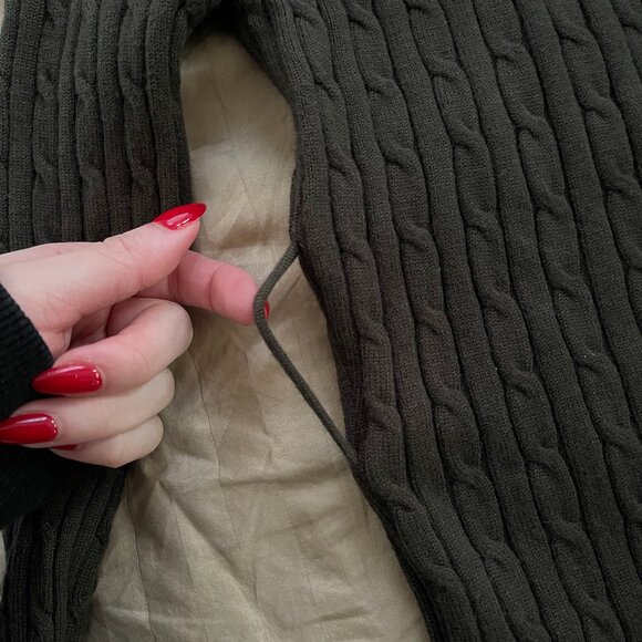 Olive Green Mini Sweater Dress - Picture 6 of 6